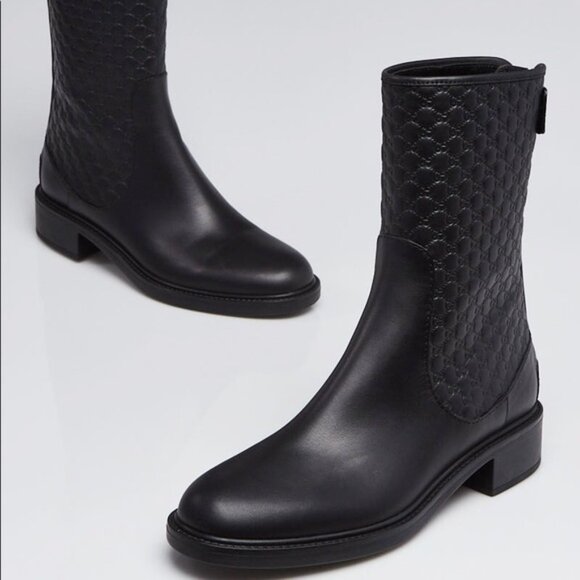 Gucci Microguccissima Leather Ankle Boots Black Size 37.5 / 7.5 - Picture 2 of 13